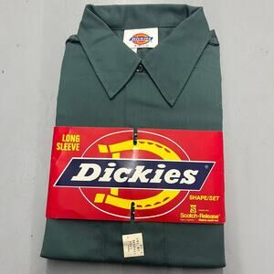 VTG 90's Dickies Green Deadstock Longsleeve Work Shirt Made IN USA SZ Medium